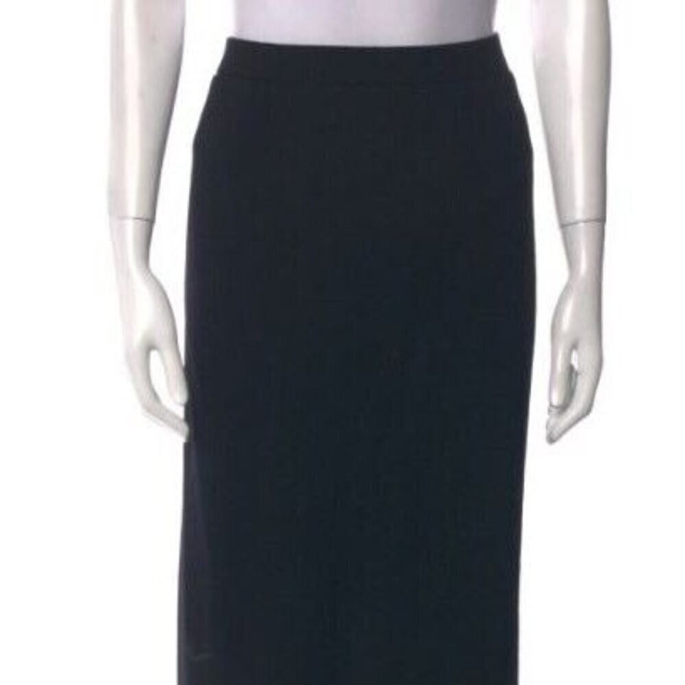 NWT St John Evening Black Satin Midi Skirt Size 12